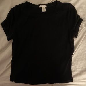 Black cropped compressed V-Neck top